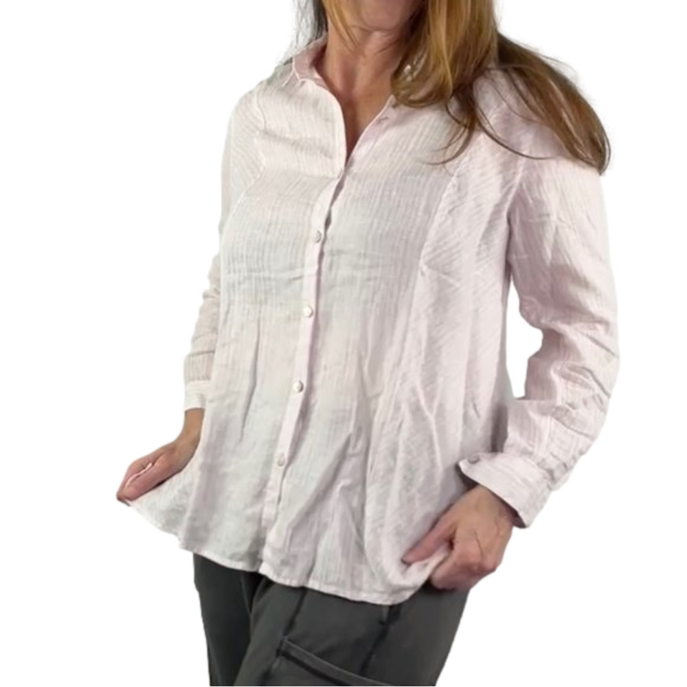 J. Jill  Pink Pinstripe Love Linen Button Up